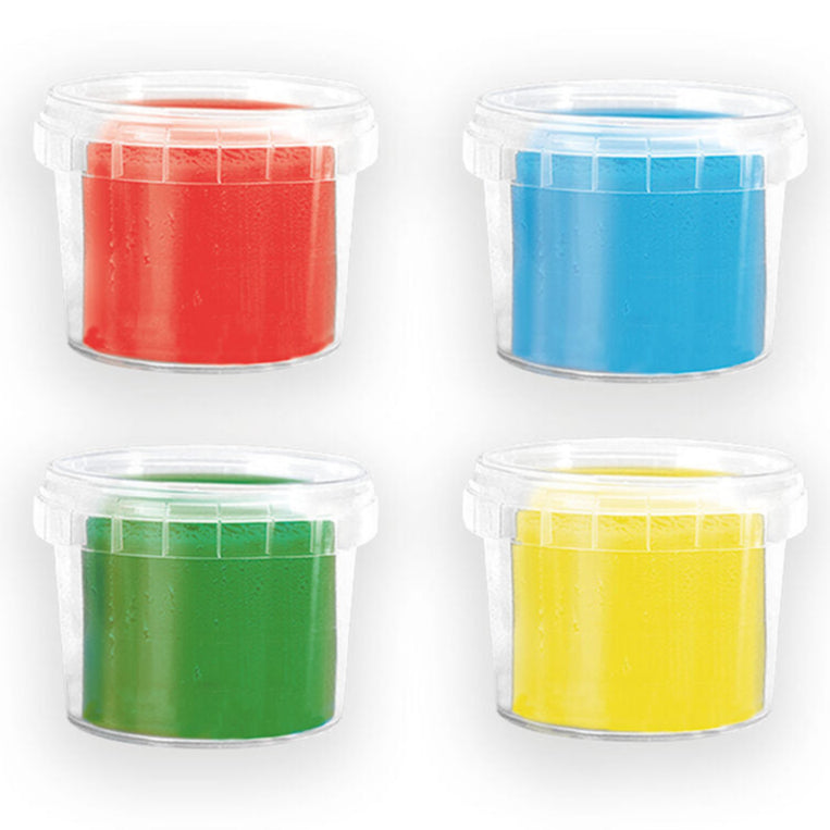 4 x 90g feel good klei van ses, pure, rood, groen, geel en blauw inpotjes, motoriekspeelgoed, toys42hands