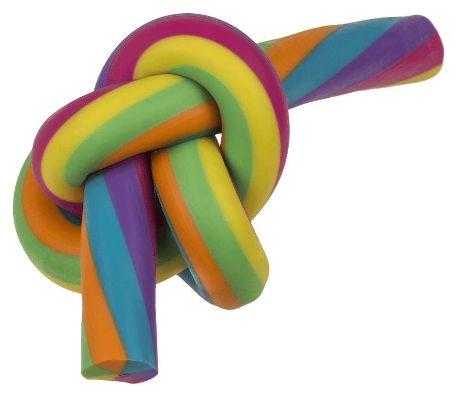 strech fidget snoer regenboog als knoop