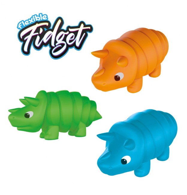 flexible fidget, fidget dino in drei kleuren, autisme speelgoed