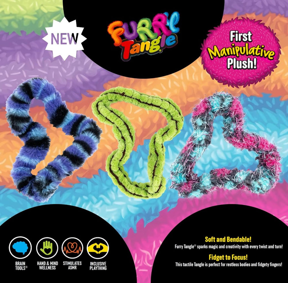 furry tangle soft and bendable, fidget to focus, toys42hands