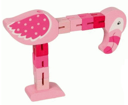 Pocketpuzzel flamingo buigebare houten dierr 