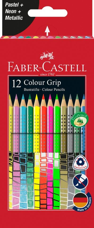 Faber Castell Grip 12 stuks, neon, metalic en pastel