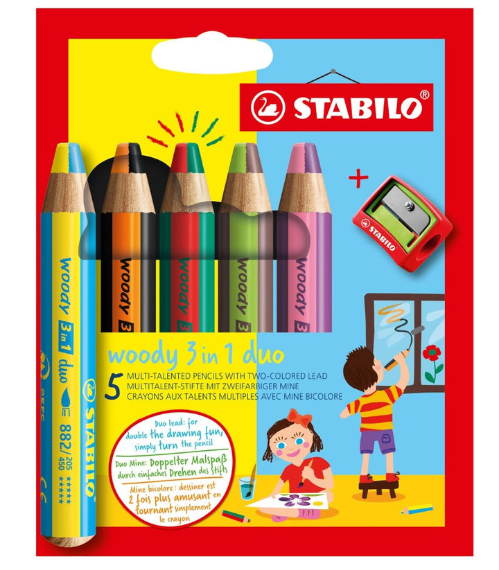 Stabilo Woody duo 5 stuks incl slijper