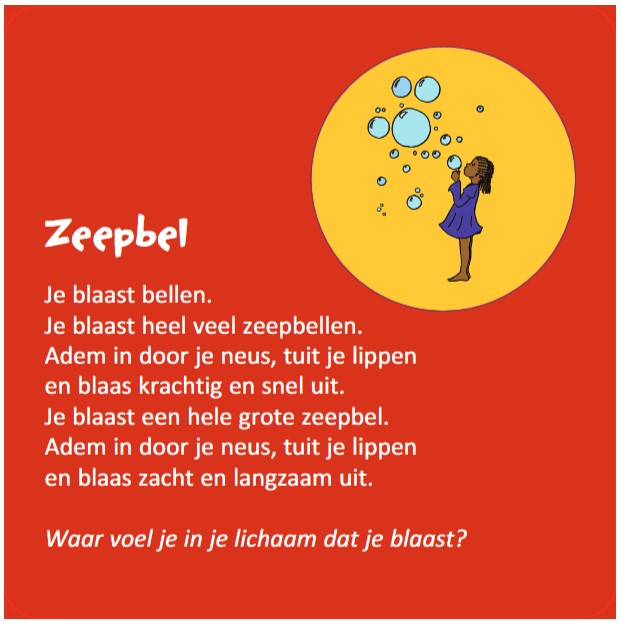 uitleg voorbeeldkaart zeepbel van helen purperhart, mondmotoriek, logopediespel, schoolmateriaal, kinderyoga